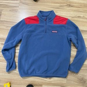 Vineyard Vines quarter zip fleece pullover blue and red large L